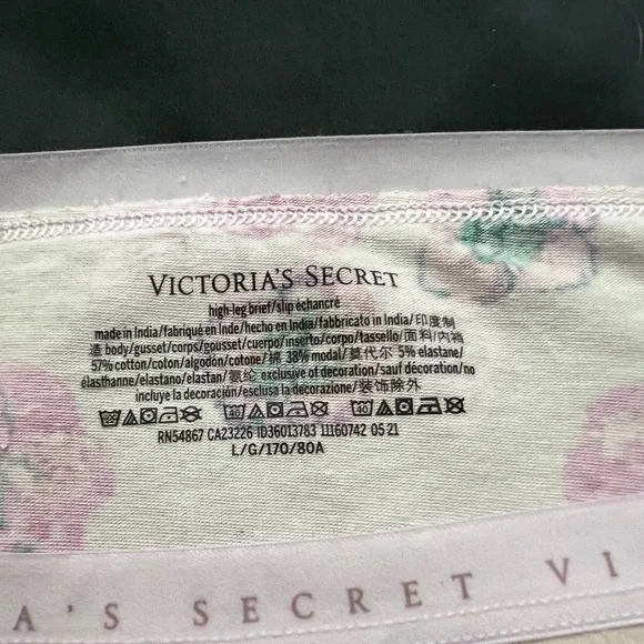 Victoria’s Secret Pink Floral Stretch Cotton High Leg Bikini Brief Panty Large L - Picture 3 of 3